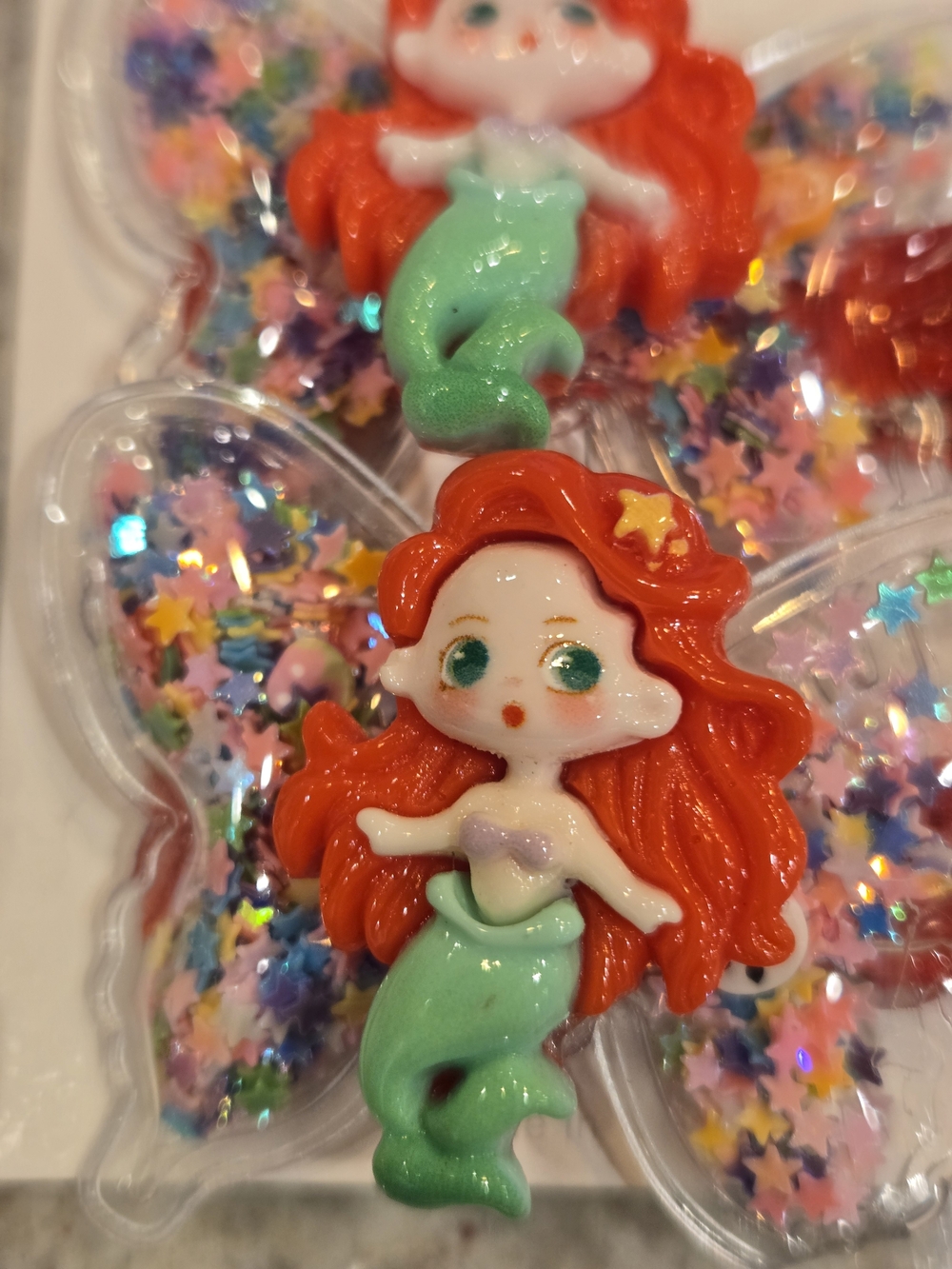 Princess Hair Clips Resin Charm with Glitter Stars